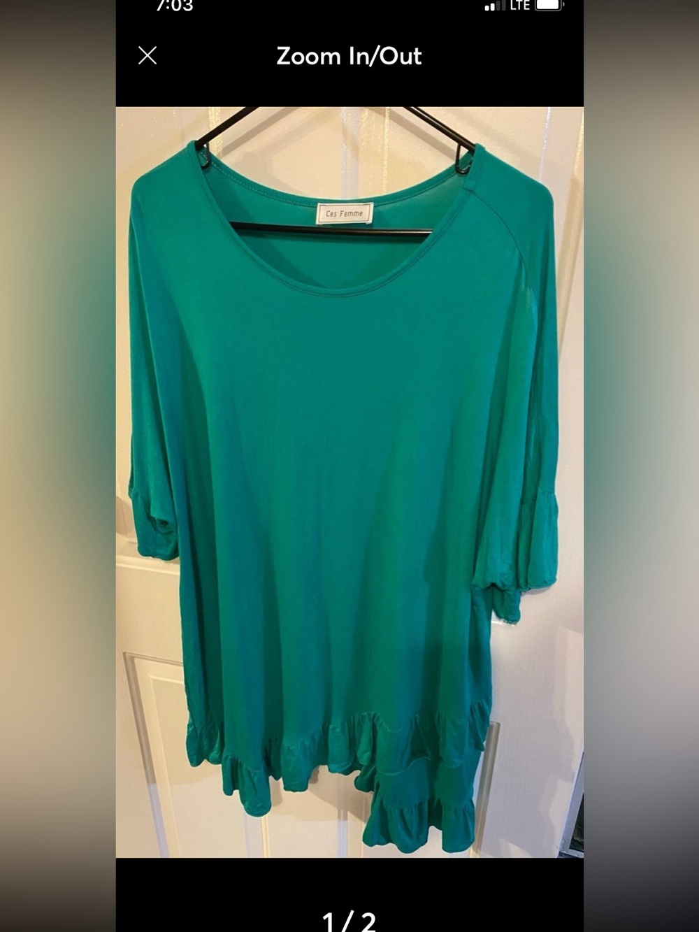 Ces Femme Teal Ruffled-Hem Women's Tunic